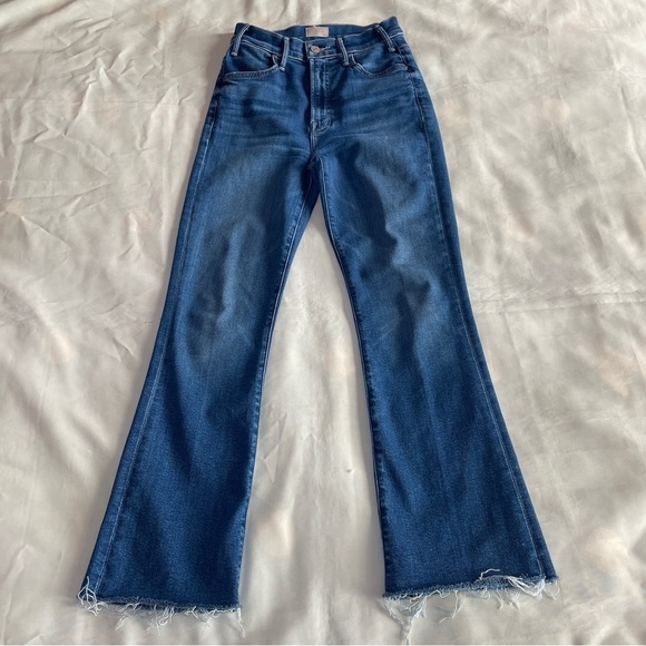MOTHER- The Hustler Ankle Fray Jeans Grasping at Straws Size 23 Dark Wash Crop - Picture 2 of 9